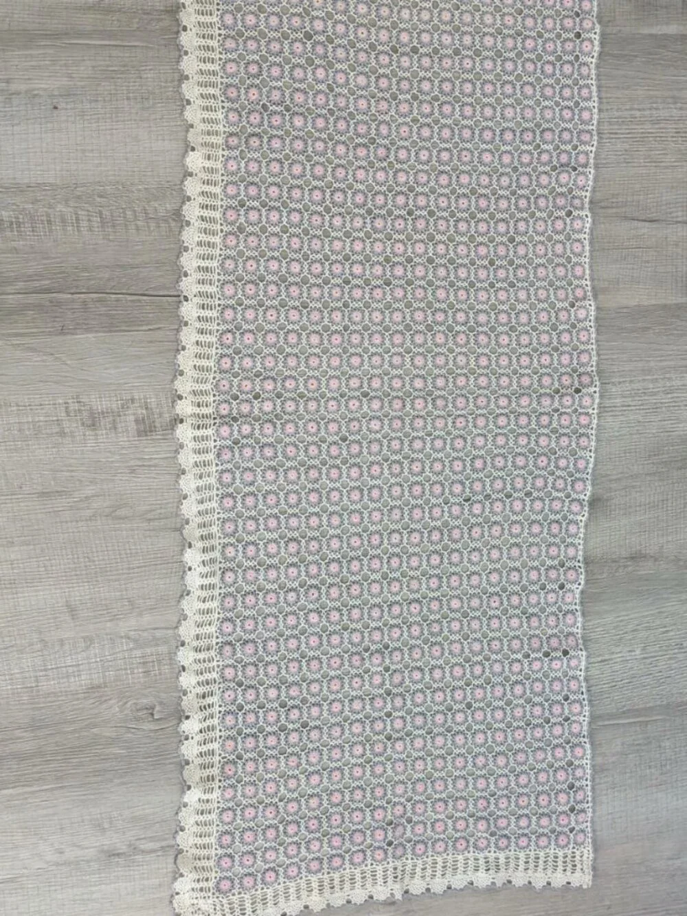 Vintage MCM Back Of Loveseat And Chair Cover Lavender/Pink/Cream